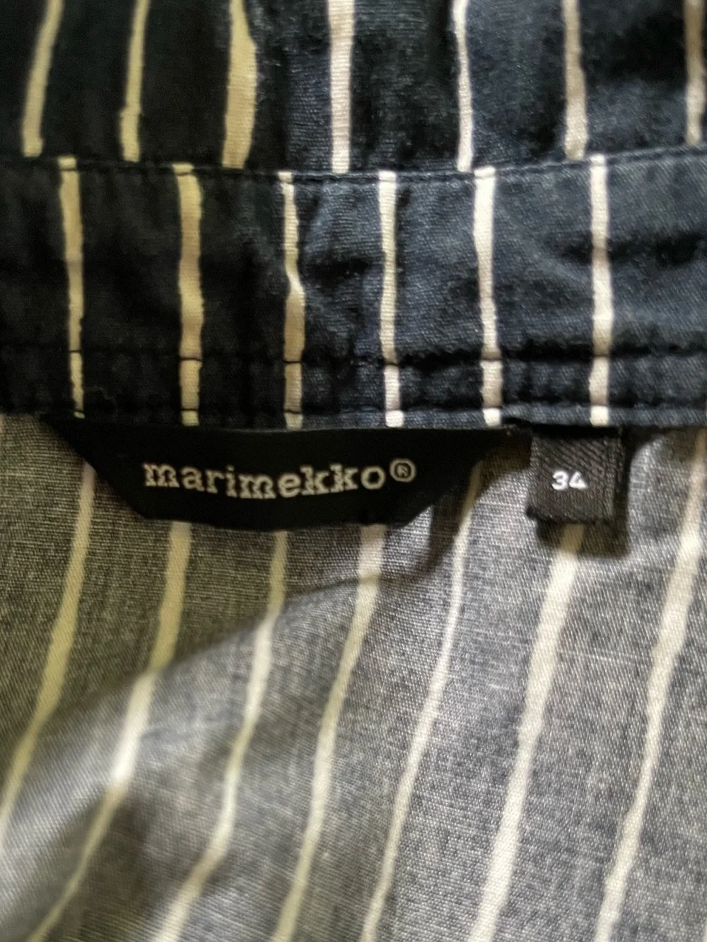 Marimekko Navy Blue Striped Kassandra Shirt Dress Size 34 US Size 4 - Picture 4 of 6